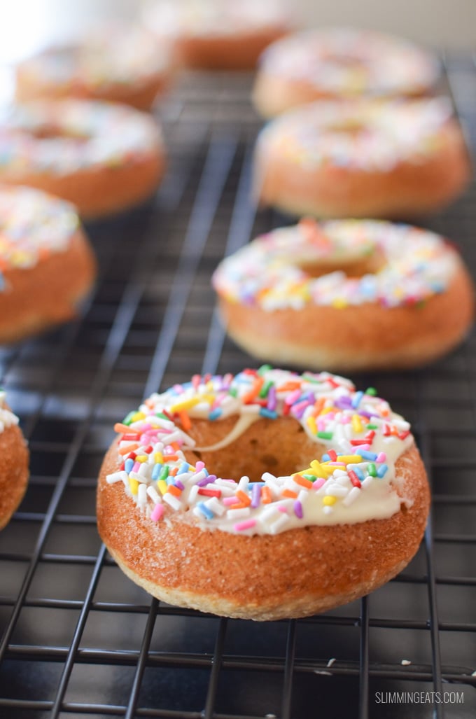 Slimming Eats White Chocolate Glazed Doughnuts - gluten free, vegetarian, Slimming Eats and Weight Watchers friendly Slimming Eats White Chocolate Glazed Doughnuts - gluten free, vegetarian, Slimming Eats and Weight Watchers friendly