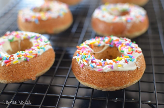 Slimming Eats White Chocolate Glazed Doughnuts - gluten free, vegetarian, Slimming Eats and Weight Watchers friendly Slimming Eats White Chocolate Glazed Doughnuts - gluten free, vegetarian, Slimming Eats and Weight Watchers friendly
