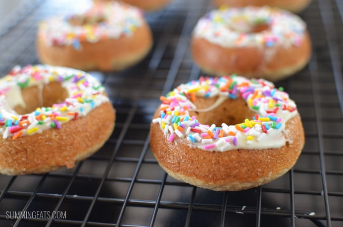 Slimming Eats White Chocolate Glazed Doughnuts - gluten free, vegetarian, Slimming Eats and Weight Watchers friendly