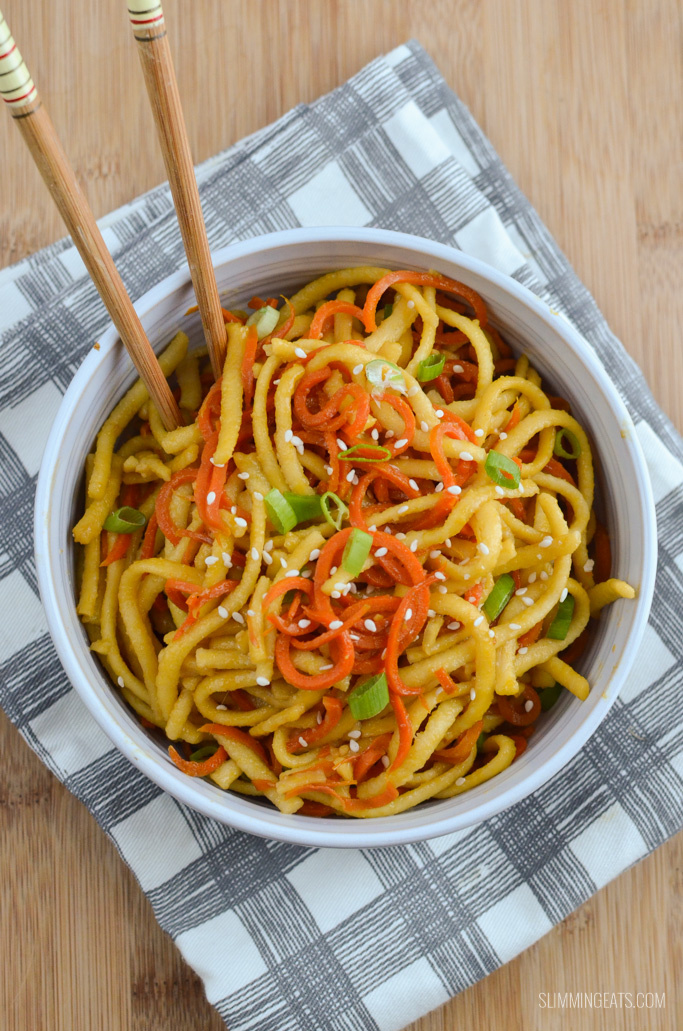 Slimming Eats Garlic Sesame Carrot and Noodles - dairy free, vegetarian,  Slimming Eats and Weight Watchers friendly