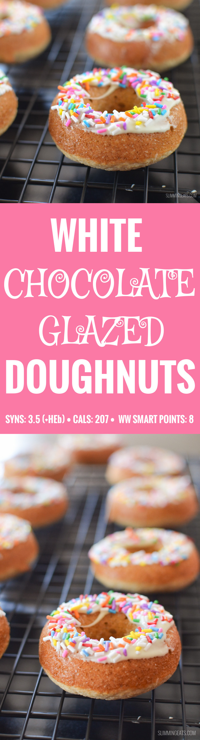 Slimming Eats White Chocolate Glazed Doughnuts - gluten free, vegetarian, Slimming World and Weight Watchers friendly