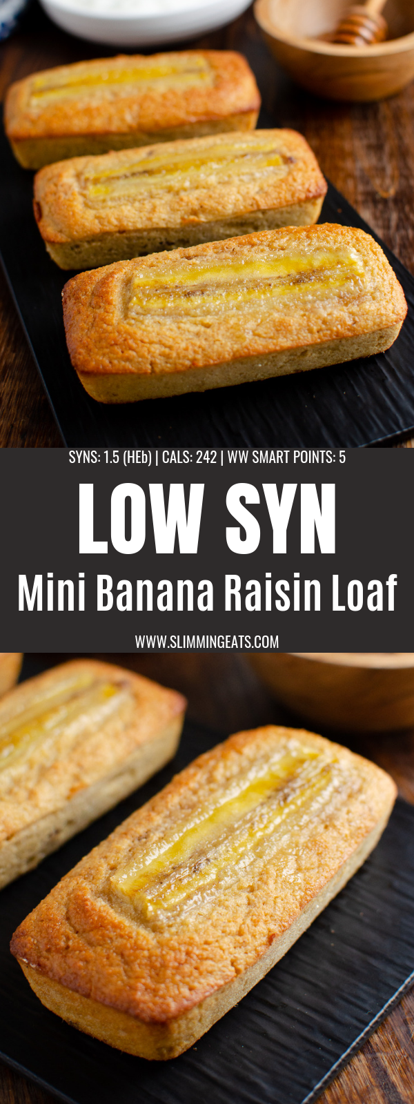 low syn mini banana raisin loaf pin image