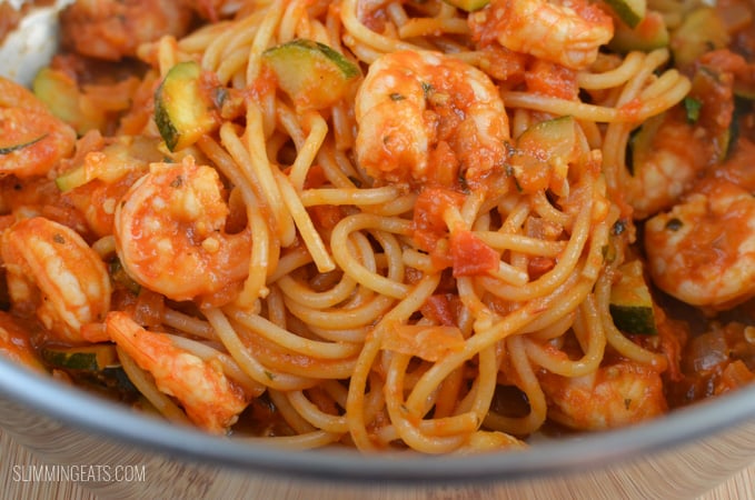Slimming Eats Spicy Shrimp Pasta - gluten free, dairy free, Slimming World and Weight Watchers friendly