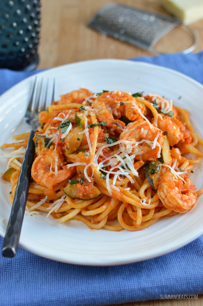 Slimming Eats Spicy Shrimp Pasta - gluten free, dairy free, Slimming World and Weight Watchers friendly