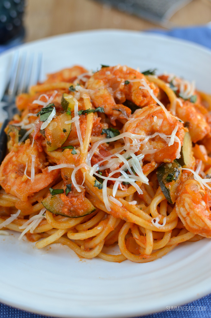Slimming Eats Spicy Shrimp Pasta - gluten free, dairy free, Slimming Eats and Weight Watchers friendly