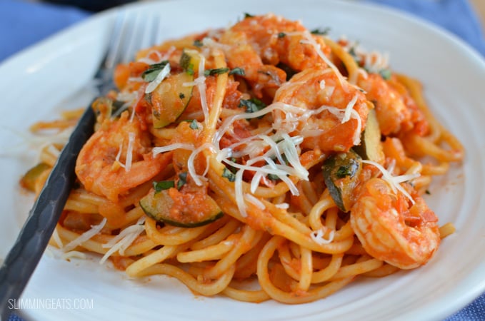 Slimming Eats Spicy Shrimp Pasta - gluten free, dairy free, Slimming Eats and Weight Watchers friendly