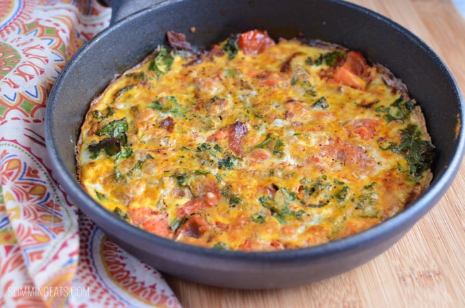 Slimming Eats Bacon, Kale and Sweet Potato Frittata - gluten free, dairy free, paleo, Whole30, Slimming Eats and Weight Watchers friendly