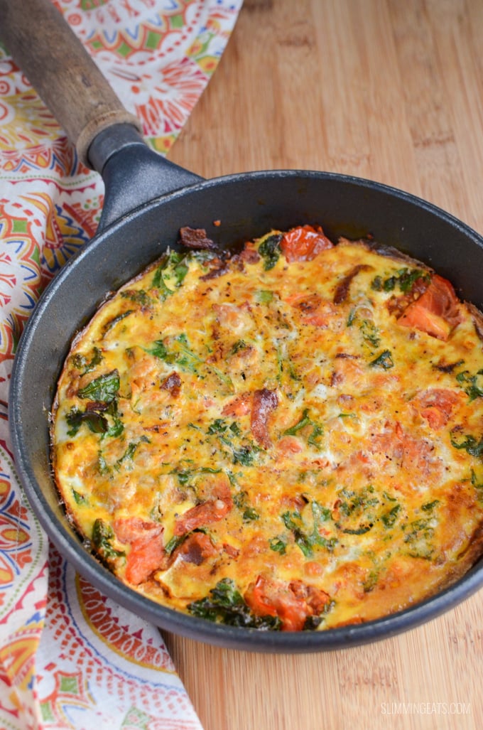 Slimming Eats Bacon, Kale and Sweet Potato Frittata - gluten free, dairy free, paleo, Whole30, Slimming World and Weight Watchers friendly