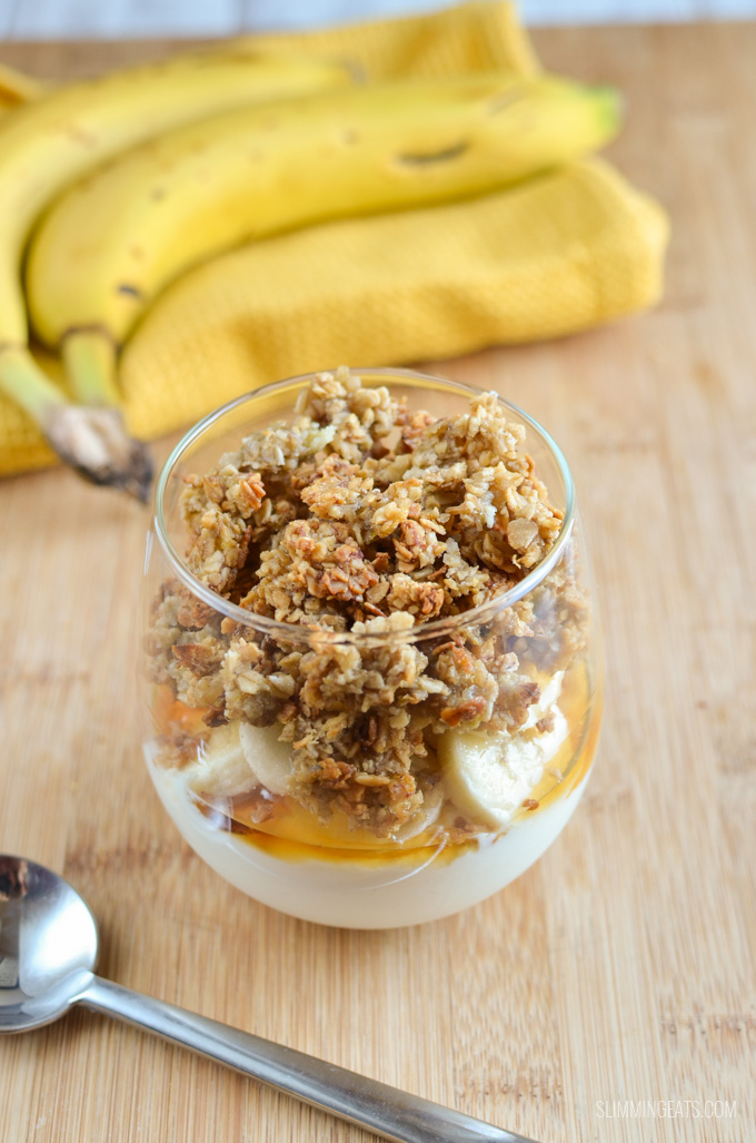 Slimming Eats Banana Granola Yoghurt Parfait - gluten free, vegetarian, Slimming Eats and Weight Watchers friendly