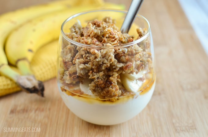 Slimming Eats Banana Granola Yoghurt Parfait - gluten free, vegetarian, Slimming World and Weight Watchers friendly