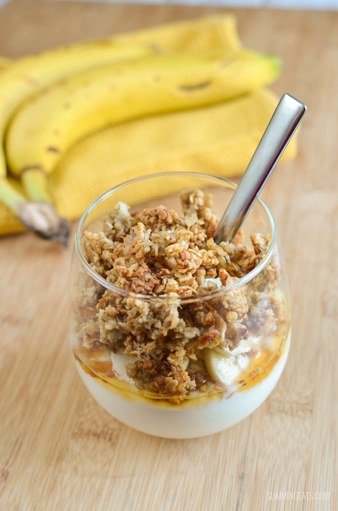 Slimming Eats Banana Granola Yoghurt Parfait - gluten free, vegetarian, Slimming Eats and Weight Watchers friendly