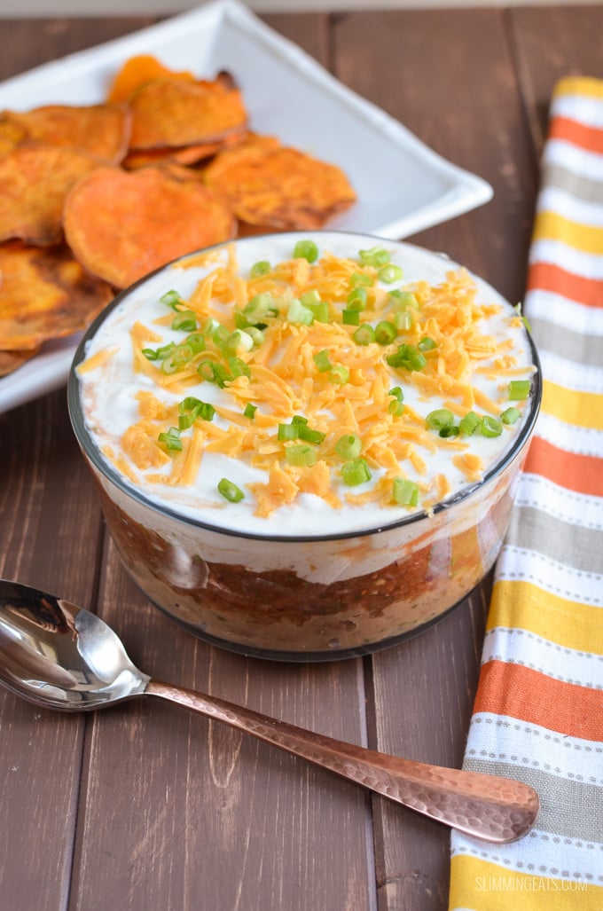 Slimming Eats Layered Mexican Dip - gluten free, vegetarian, Slimming World and Weight Watchers friendly