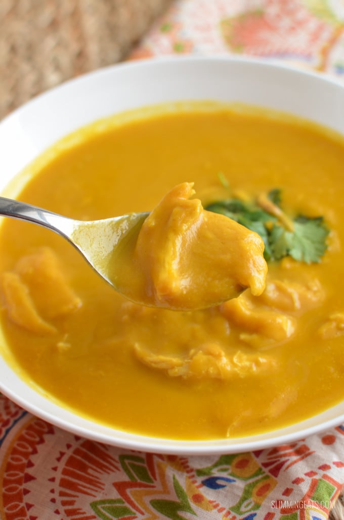 Slimming Eats Instant Pot Chicken Butternut Squash Coconut Curry Soup - gluten free, dairy free, paleo, Slimming Eats and Weight Watchers friendly