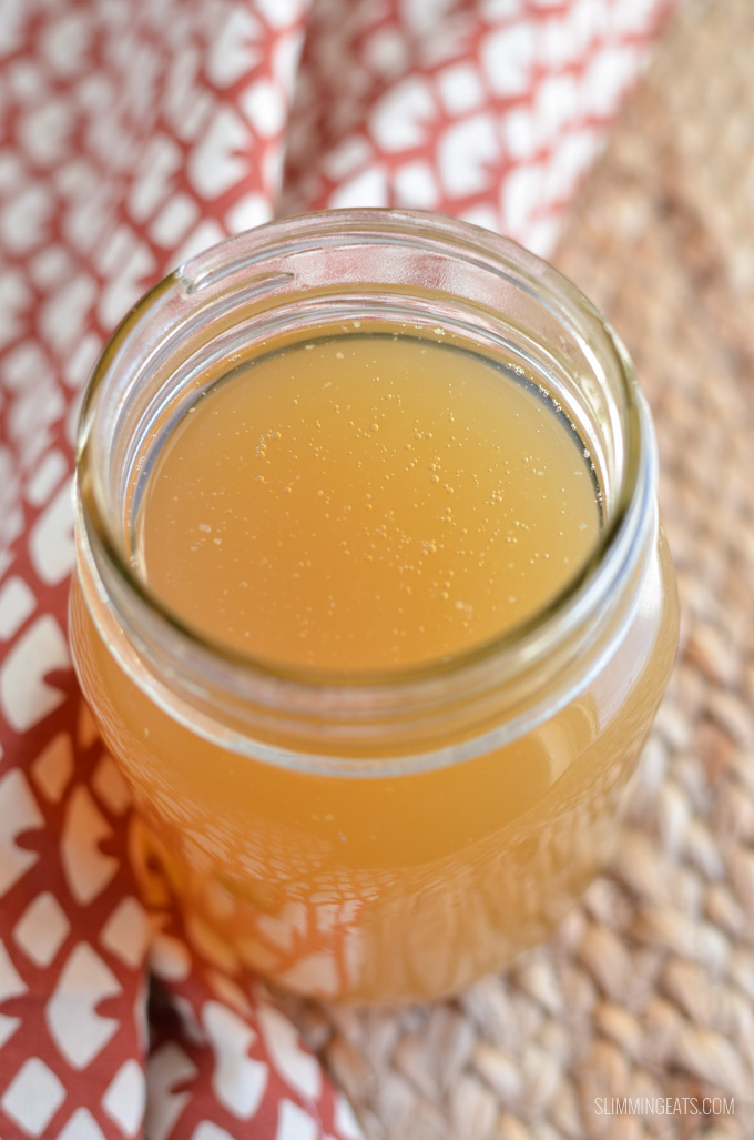 Slimming Eats Homemade Chicken Bone Broth - gluten free, dairy free, paleo, whole30, Instant Pot, Slow Cooker, Slimming Eats and Weight Watchers friendly