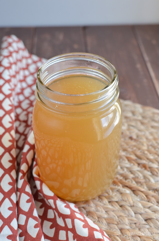 Slimming Eats Homemade Chicken Bone Broth - gluten free, dairy free, paleo, whole30, Instant Pot, Slow Cooker, Slimming World and Weight Watchers friendly
