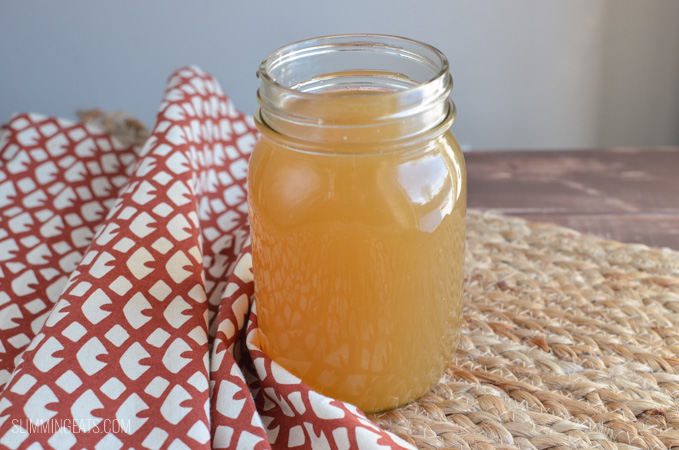 Slimming Eats Homemade Chicken Bone Broth - gluten free, dairy free, paleo, whole30, Instant Pot, Slow Cooker, Slimming Eats and Weight Watchers friendly