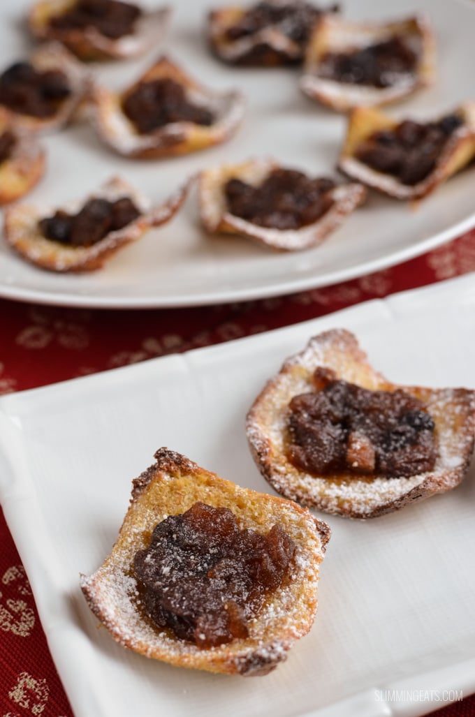 Slimming Eats Mini Mince Pie Bites in Crispy Bread Cups - dairy free, vegetarian, Slimming and Weight Watchers friendly