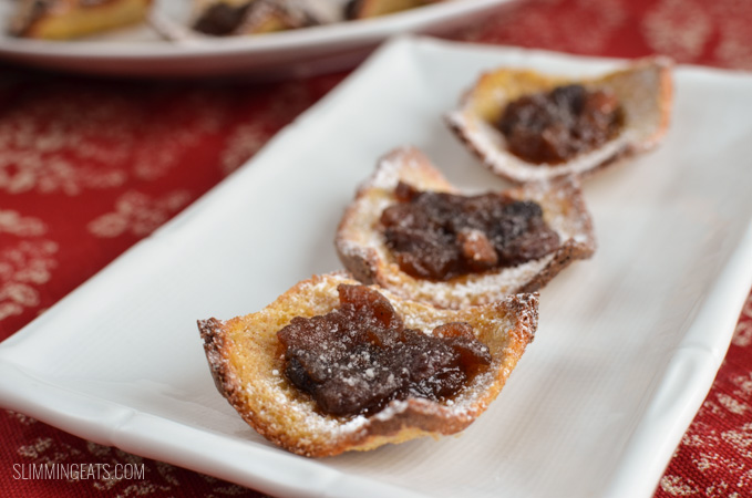 Slimming Eats Mini Mince Pie Bites in Crispy Bread Cups - dairy free, vegetarian, Slimming and Weight Watchers friendly