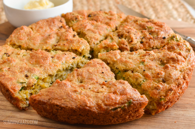 Slimming Eats Gluten Free Cheddar Cheese Spring Onion Bread - gluten free, vegetarian, Slimming Eats and Weight Watchers friendly