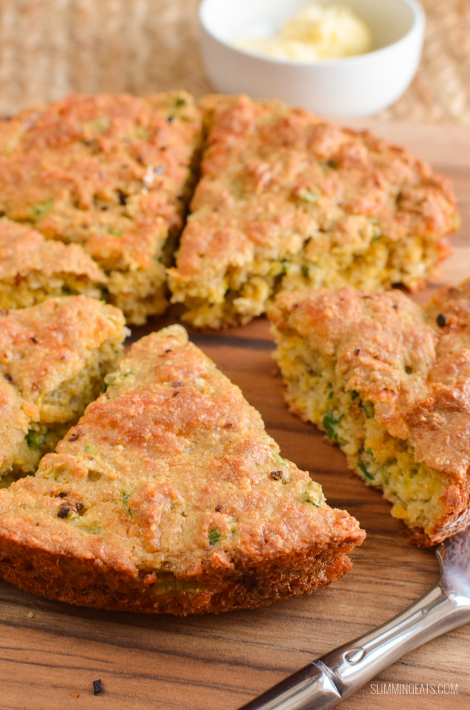 Slimming Eats Gluten Free Cheddar Cheese Spring Onion Bread - gluten free, vegetarian, Slimming World and Weight Watchers friendly