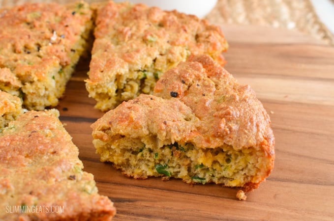 Slimming Eats Gluten Free Cheddar Cheese Spring Onion Bread - gluten free, vegetarian, Slimming Eats and Weight Watchers friendly