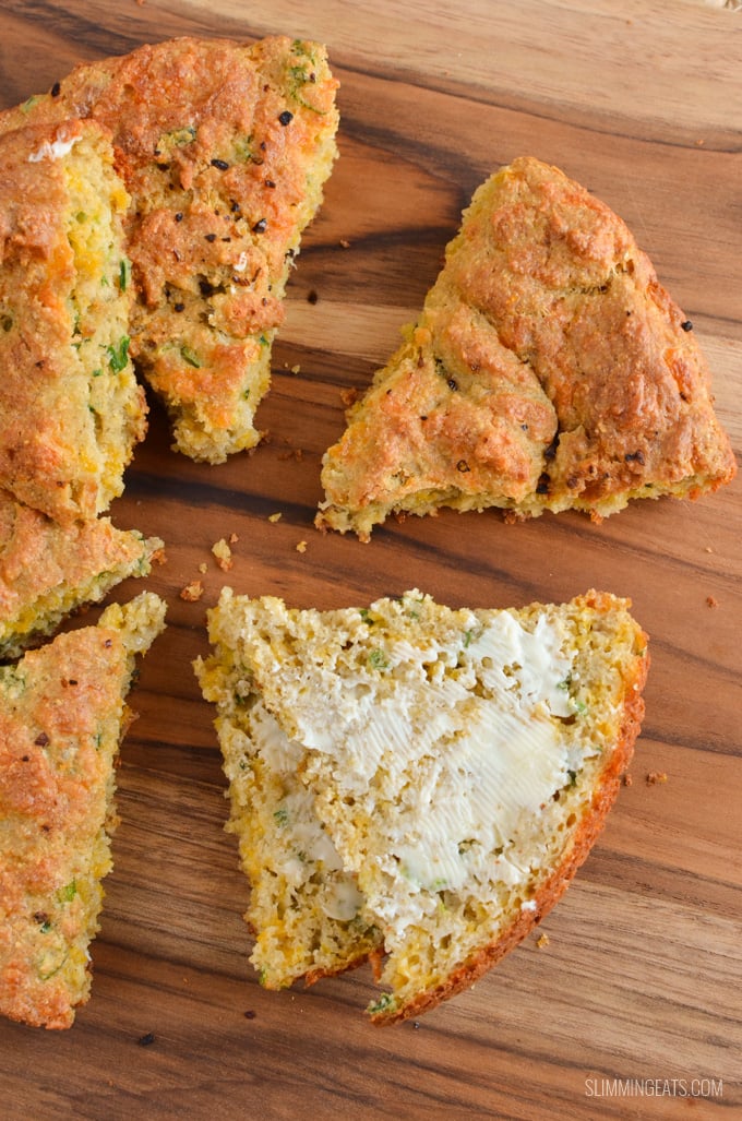 Slimming Eats Gluten Free Cheddar Cheese Spring Onion Bread - gluten free, vegetarian, Slimming Eats and Weight Watchers friendly