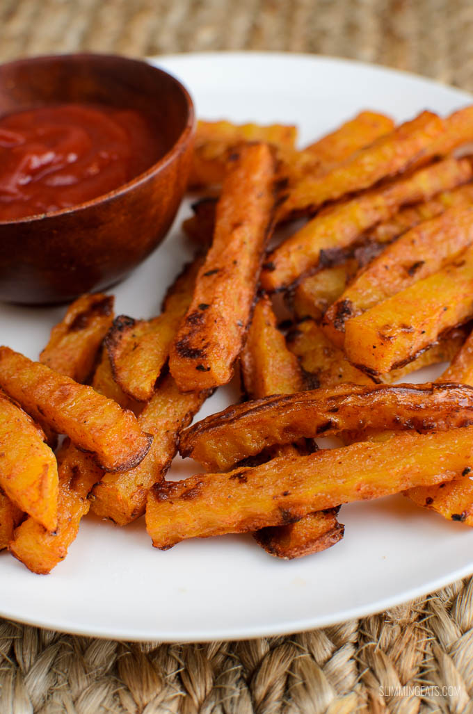 Slimming Eats Butternut Squash Fries - gluten free, dairy free, vegetarian, paleo, Whole30, Slimming World and Weight Watchers friendly
