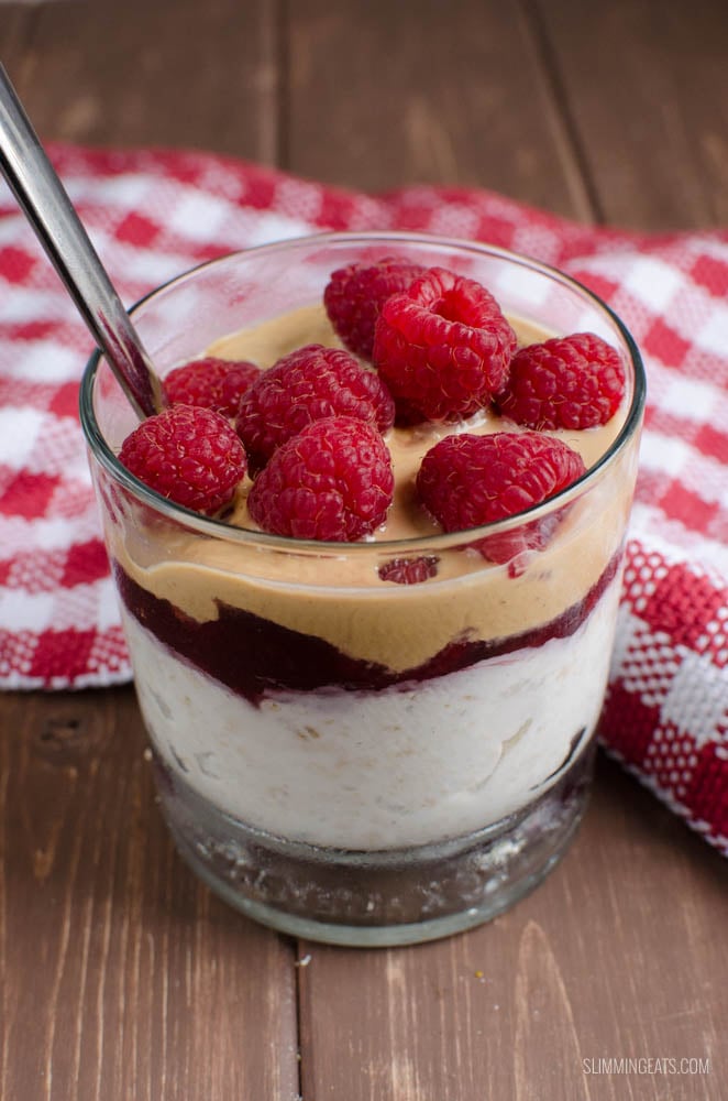 Slimming Eats Peanut Butter and Jelly Overnight Oats - gluten free, dairy free, vegetarian, Slimming Eats and Weight Watchers friendly Slimming Eats Peanut Butter and Jelly Overnight Oats - gluten free, dairy free, vegetarian, Slimming Eats and Weight Watchers friendly