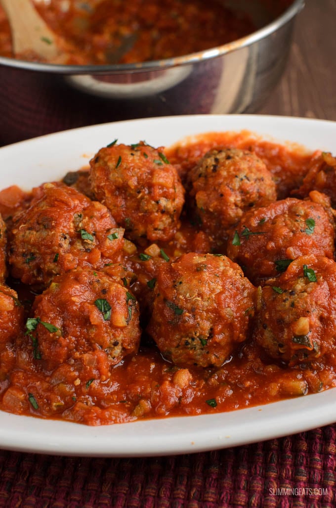 Slimming Eats Chicken Quinoa Meatballs in Veggie Sauce - gluten free, dairy free, Slimming Eats and Weight Watchers friendly