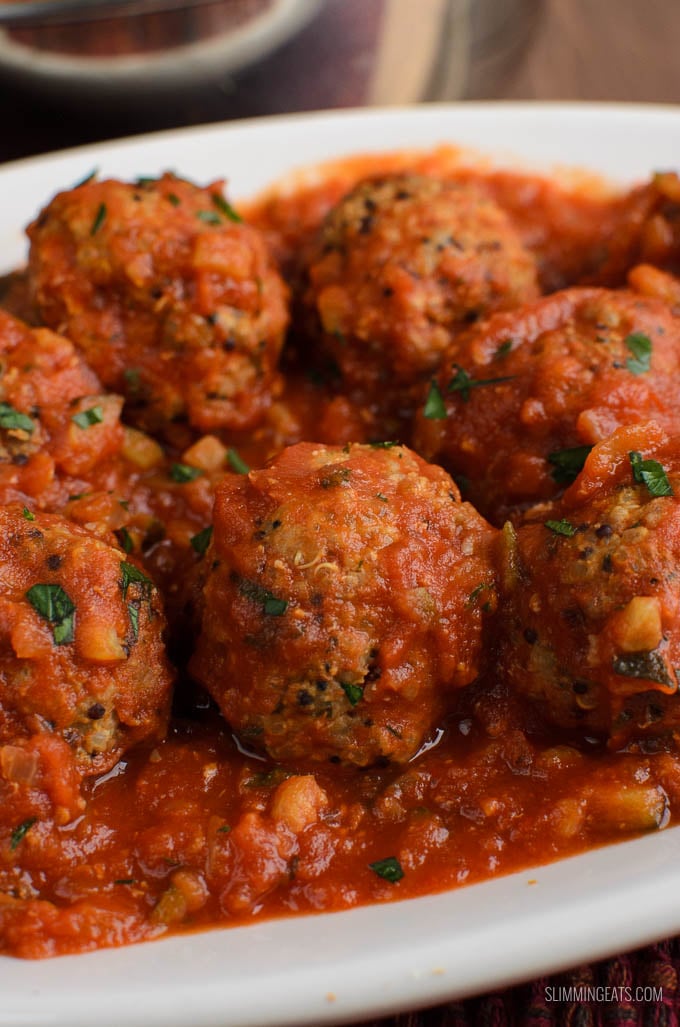 Slimming Eats Chicken Quinoa Meatballs in Veggie Sauce - gluten free, dairy free, Slimming Eats and Weight Watchers friendly