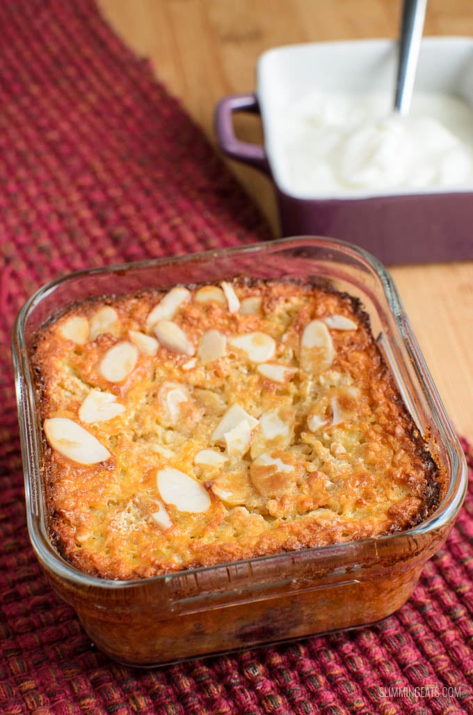 Slimming Eats Cherry Almond Baked Oatmeal - gluten free, vegetarian, Slimming Eats and Weight Watchers friendly Slimming Eats Cherry Almond Baked Oatmeal - gluten free, vegetarian, Slimming Eats and Weight Watchers friendly