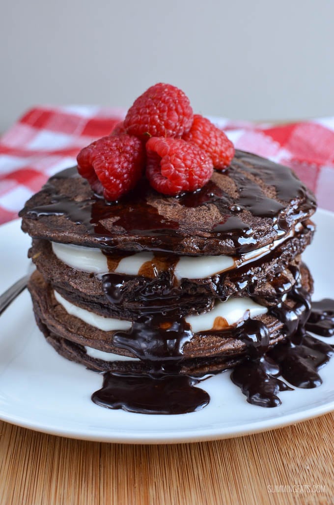Slimming Eats Best Ever Low Syn Chocolate Pancakes - gluten free, vegetarian, Slimming World and Weight Watchers friendly