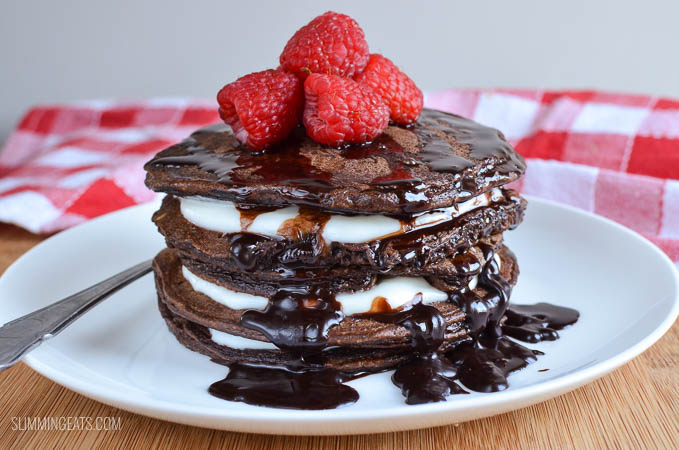 Slimming Eats Best Ever Chocolate Pancakes - gluten free, vegetarian, Slimming Eats and Weight Watchers friendly