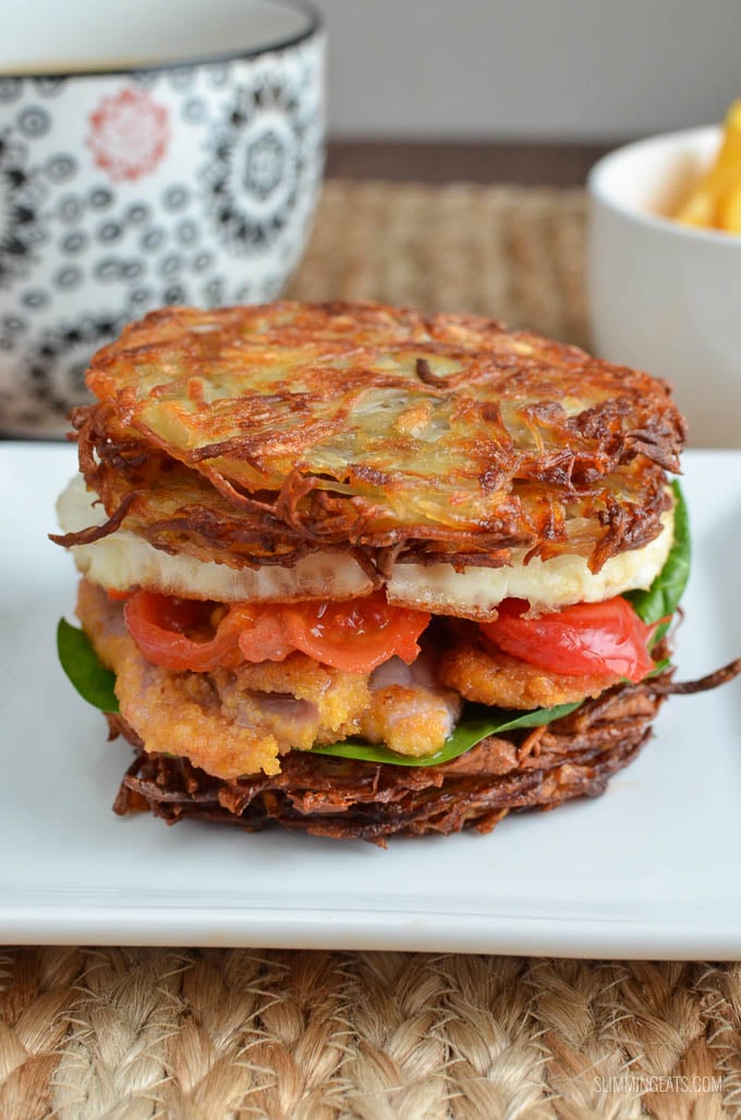 Slimming Eats Hash Brown Breakfast Sandwich - gluten free, dairy free, vegetarian, Slimming Eats and Weight Watchers friendly