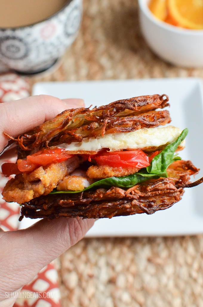 Slimming Eats Hash Brown Breakfast Sandwich - gluten free, dairy free, vegetarian, Slimming Eats and Weight Watchers friendly