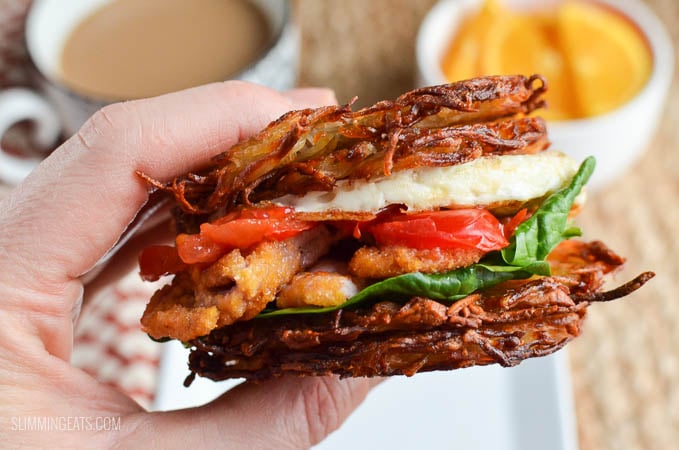 Slimming Eats Hash Brown Breakfast Sandwich - gluten free, dairy free, vegetarian, Slimming Eats and Weight Watchers friendly Slimming Eats Hash Brown Breakfast Sandwich - gluten free, dairy free, vegetarian, Slimming Eats and Weight Watchers friendly