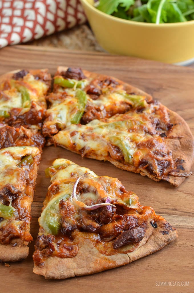 Slimming Eats Pulled Pork Pizza - Gluten Free, Slimming Eats and Weight Watchers friendly