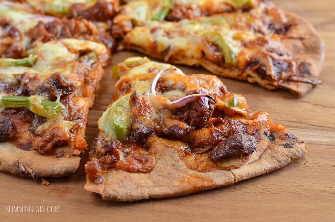 Slimming Eats Pulled Pork Pizza - Gluten Free, Slimming Eats and Weight Watchers friendly