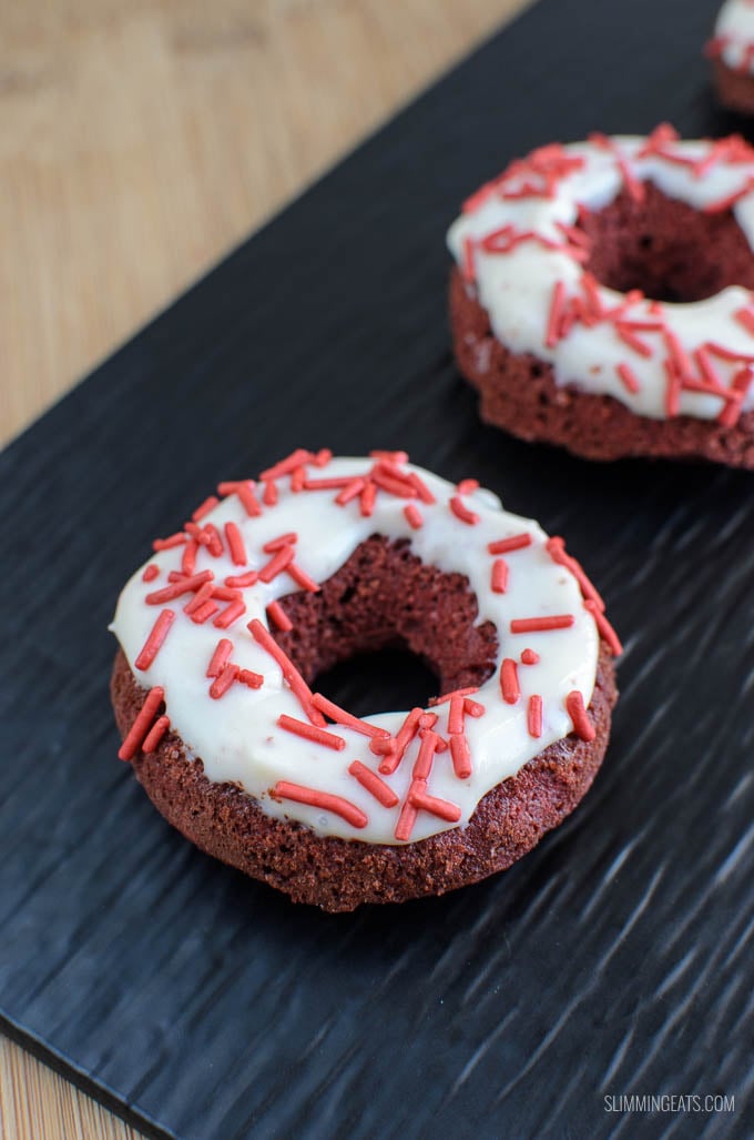 Slimming Eats  Baked Red Velvet Doughnuts - gluten free, vegetarian, Slimming Eats and Weight Watchers friendly