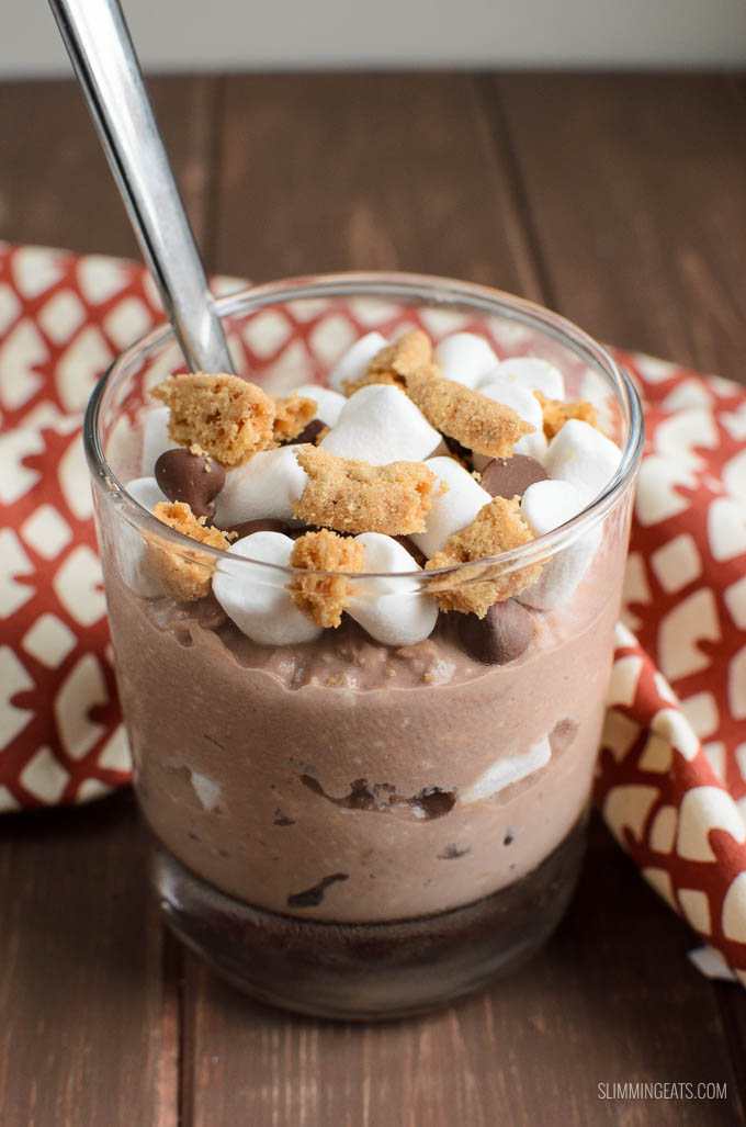 Slimming Eats Smore's Overnight Oats - Slimming Eats and Weight Watcher friendly