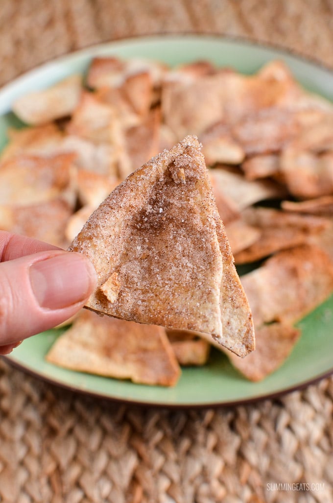 Slimming Eats Oven Baked Cinnamon Sugar Pita Chips - dairy free, vegetarian, Slimming Eats and Weight Watcher friendly Slimming Eats Oven Baked Cinnamon Sugar Pita Chips - dairy free, vegetarian, Slimming Eats and Weight Watcher friendly