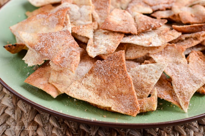 Slimming Eats Oven Baked Cinnamon Sugar Pita Chips - dairy free, vegetarian, Slimming Eats and Weight Watcher friendly Slimming Eats Oven Baked Cinnamon Sugar Pita Chips - dairy free, vegetarian, Slimming Eats and Weight Watcher friendly