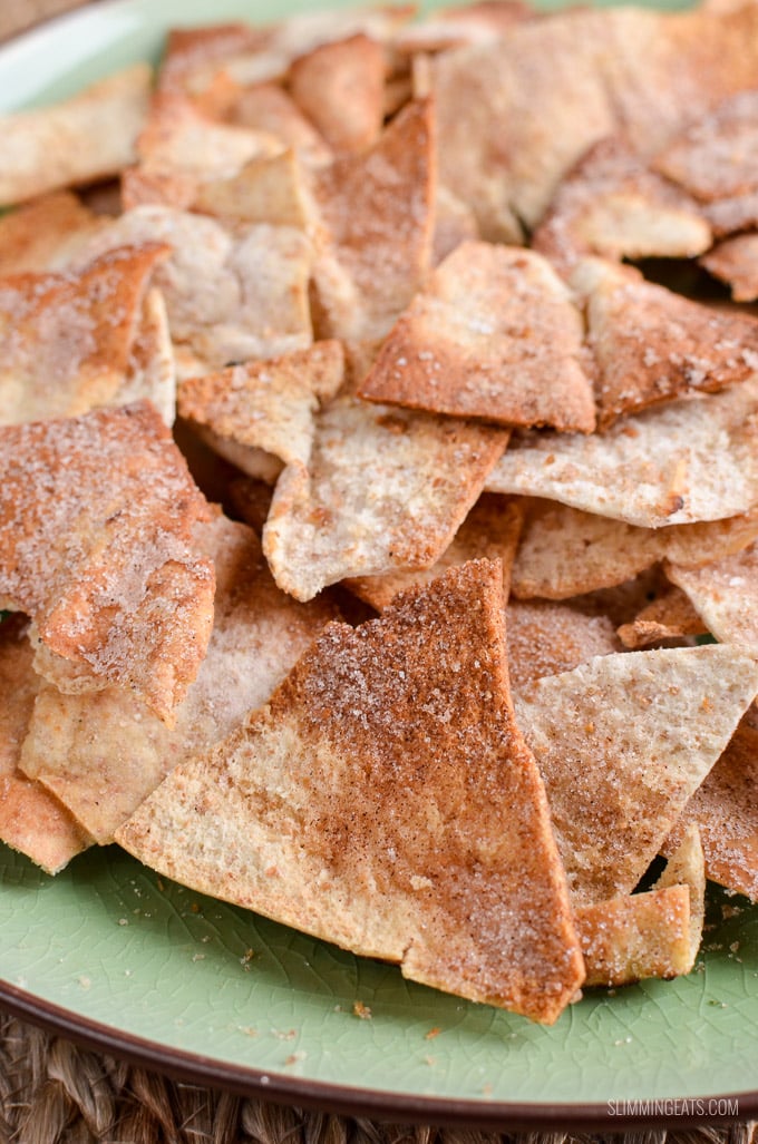Slimming Eats Oven Baked Cinnamon Sugar Pita Chips - dairy free, vegetarian, Slimming Eats and Weight Watcher friendly Slimming Eats Oven Baked Cinnamon Sugar Pita Chips - dairy free, vegetarian, Slimming Eats and Weight Watcher friendly