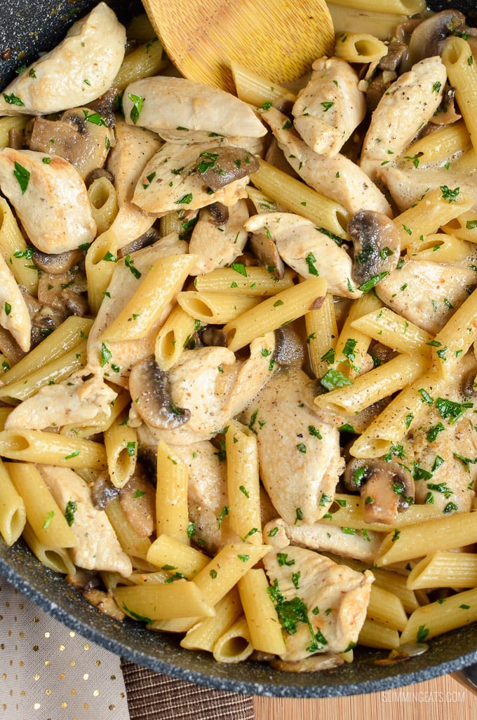 Slimming Eats Creamy Chicken and Mushroom Pasta - gluten free, Slimming Eats and Weight Watchers friendly