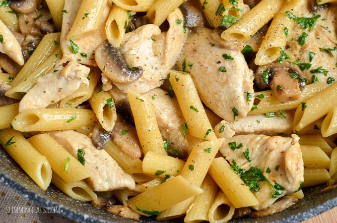 Slimming Eats Creamy Chicken and Mushroom Pasta - gluten free, Slimming Eats and Weight Watchers friendly