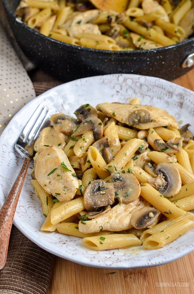 Slimming Eats Creamy Chicken and Mushroom Pasta - gluten free, Slimming Eats and Weight Watchers friendly