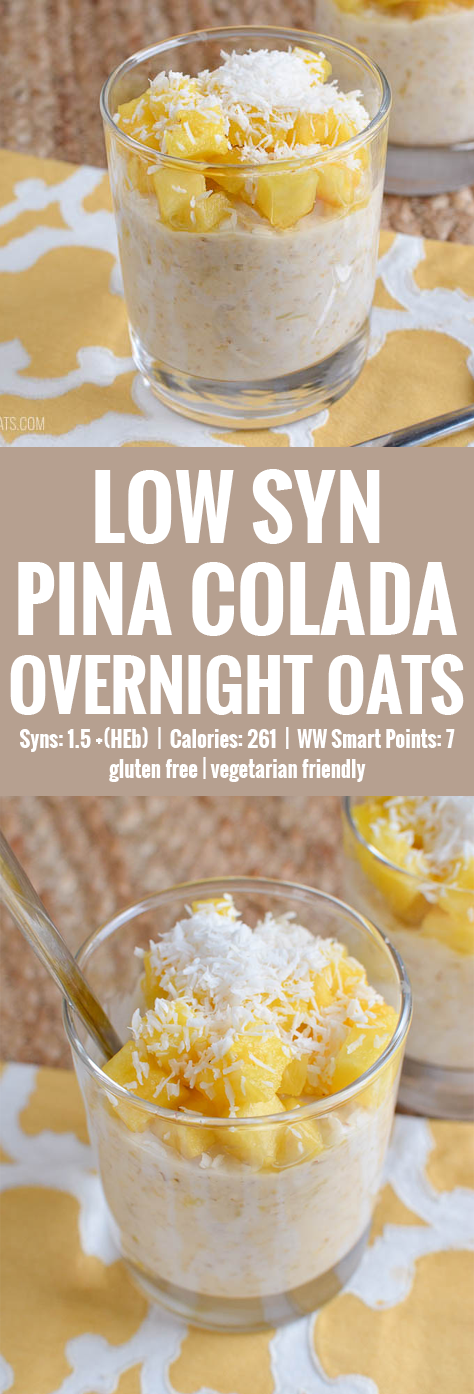Slimming Eats Low Syn Pina Colada Overnight Oats - gluten free, vegetarian, Slimming World and Weight Watchers friendly
