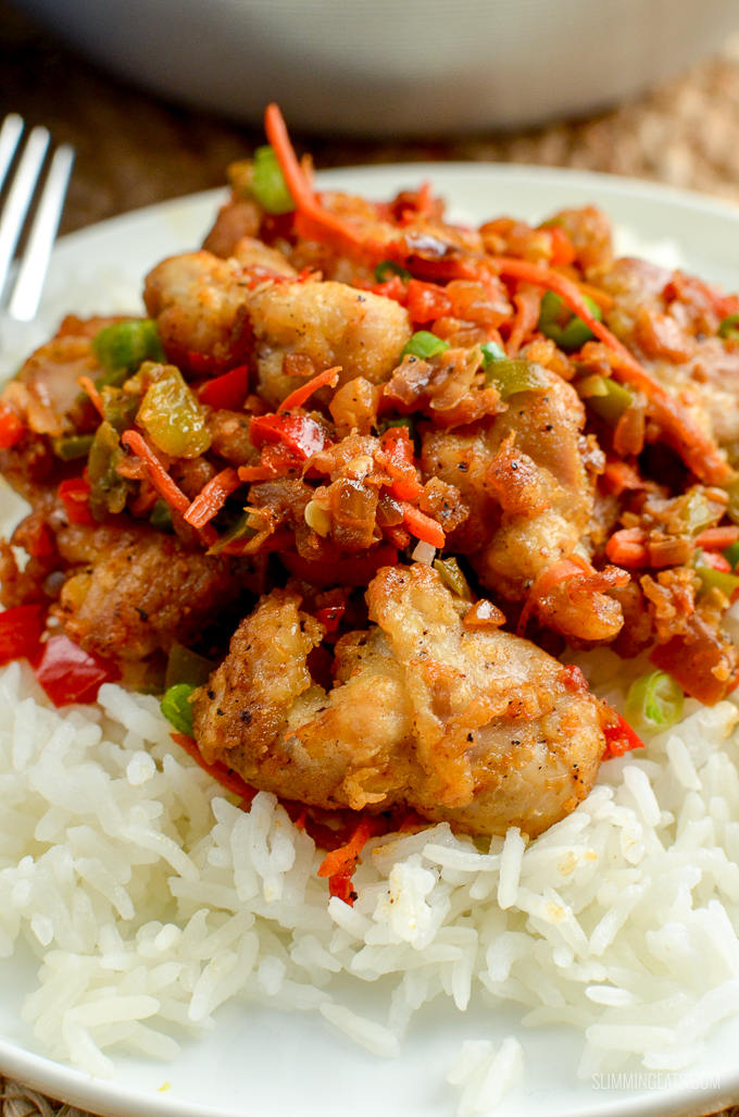 Low Syn Salt and Pepper Chicken - create this popular Chinese dish in your own home, perfectly Slimming World friendly | gluten free, dairy free, Slimming World and Weight Watchers friendly
