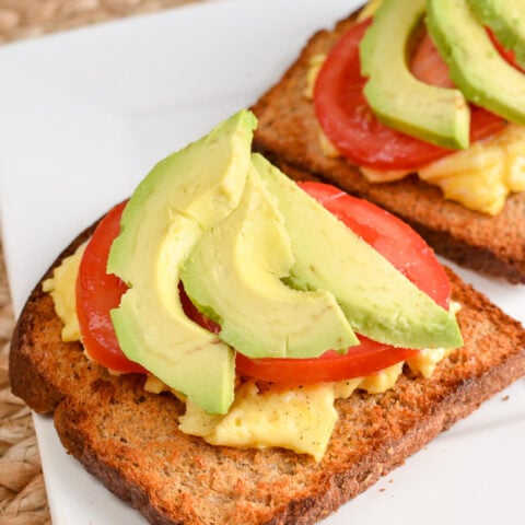 Scrambled Egg Toast with Avocado and Tomato