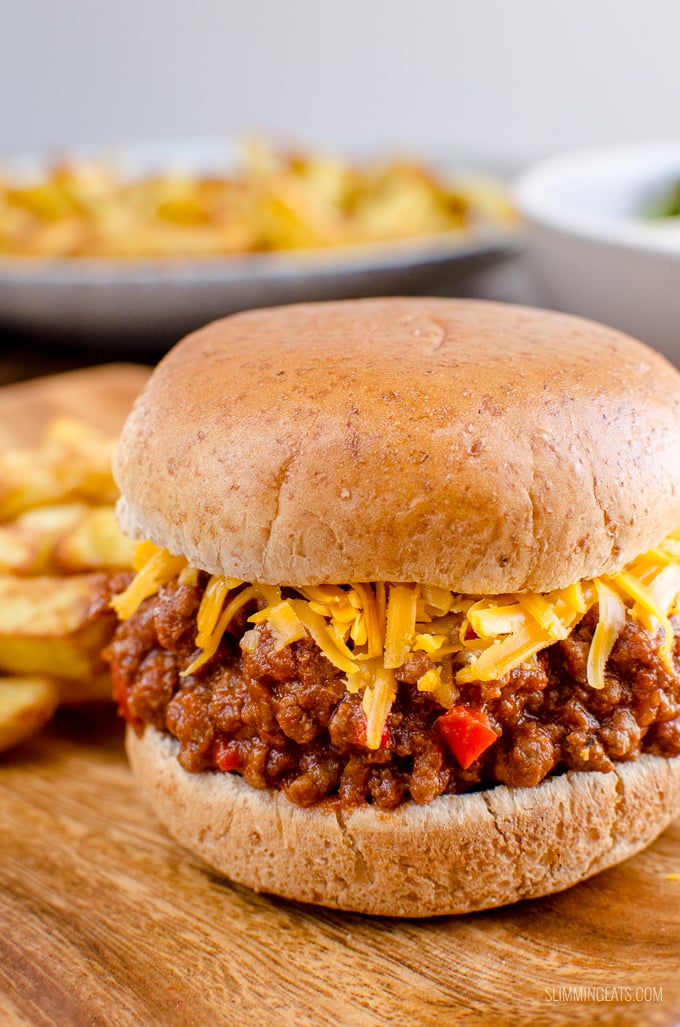 There is nothing more comforting and hearty than some Sloppy Joes mixture, sandwich between bread and some cheese. It's a sweet tangy delicious combination and the whole family will love it. | www.slimmingeats.com There is nothing more comforting and hearty than some Sloppy Joes mixture, sandwich between bread and some cheese. It's a sweet tangy delicious combination and the whole family will love it. | www.slimmingeats.com